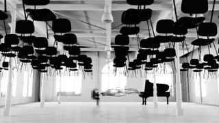 Collider's suspended chair installation for the Target campaign, still 1